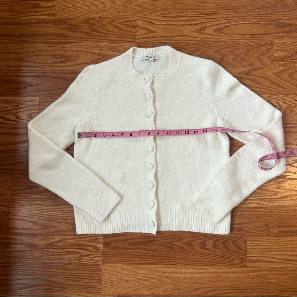 Madewell Winter White Shrunken Cropped Relaxed Cardigan Cotton-Blend Soft Girl - Picture 5 of 8